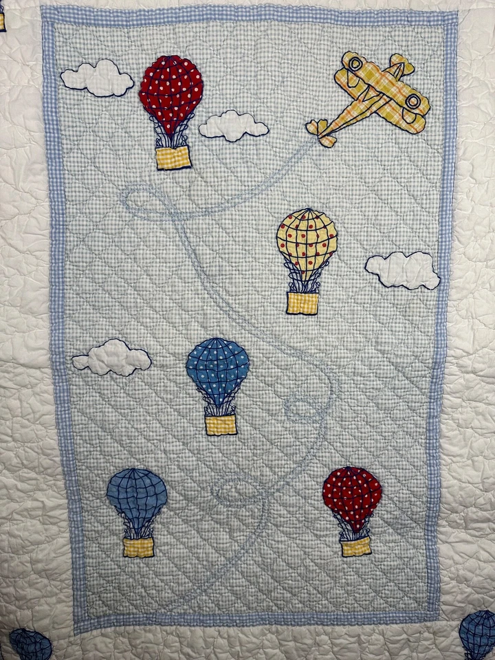 Victorian Heart Lasting Impressions Quilted Blue/Wht Toddler Throw Blanket 48x33 - Image 2 of 4
