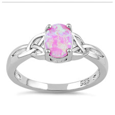 Australian Pink Opal Ring Solid 925 Sterling Silver Size 10