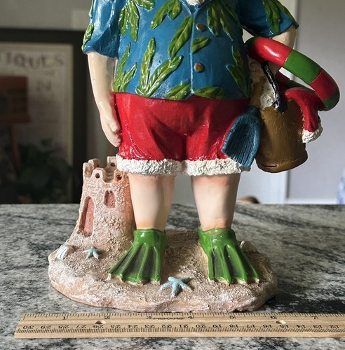 Vtg Santa Claus Coastal Beach Statue Scuba Diver Mask Snorkle Fins Resin 11.5” - Picture 5 of 5