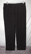 Zanella TODD Pants 35x30 Black Windowpane Wool Flat Front Dress Made in Italy