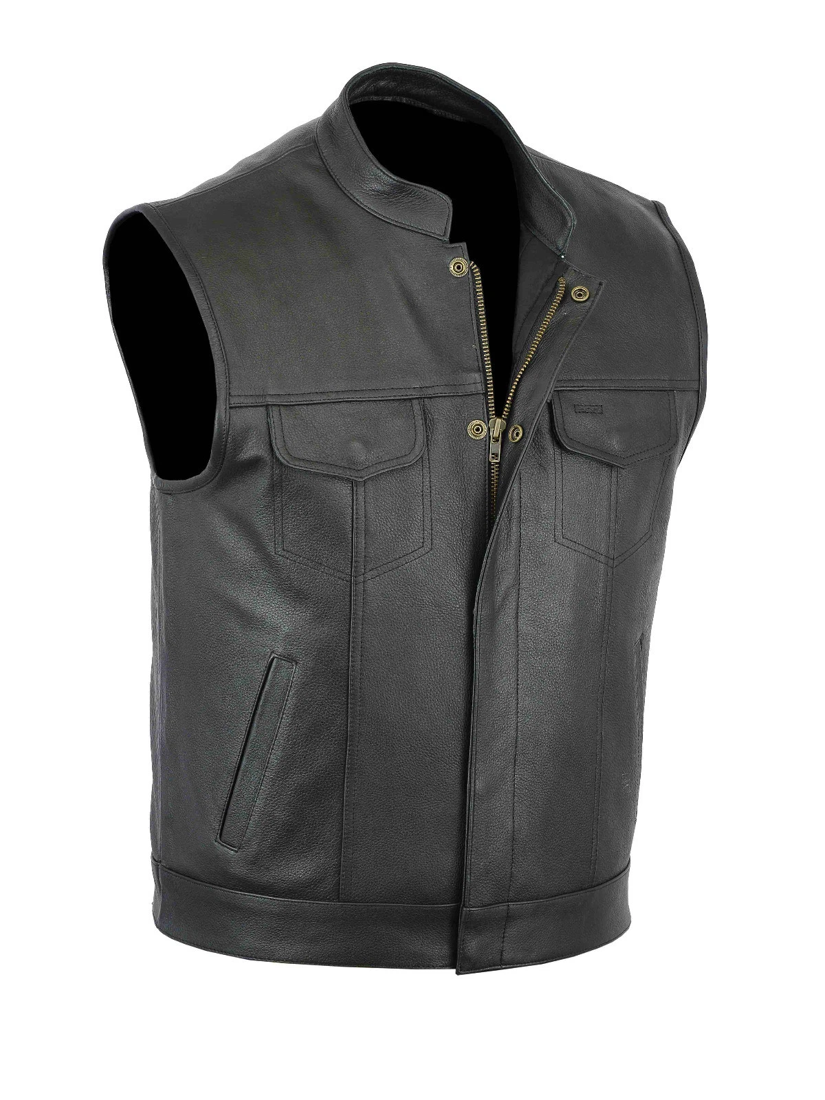 MEN REAL LEATHER SON OF ANARCHY MOTORCYCLE WAISTCOAT - BLACK