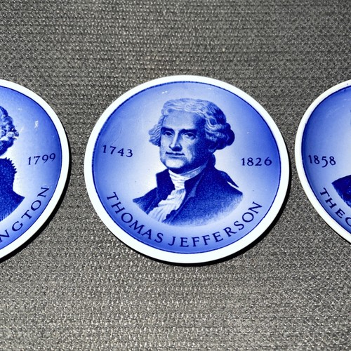 3"ROYAL COPENHAGEN Denmark cobalt Blue Presidents Lot Of 3 Plate Plaque - Picture 3 of 8