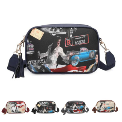 Elvis Presly Damen Druck kleine Kamera Kuriertasche Handtasche Schulter Umhängetasche