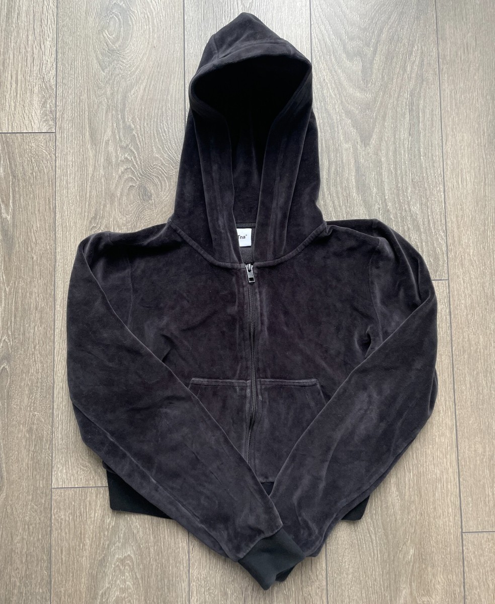 Aritzia TNA Velour Black Full Zip Hoodie Size S | eBay