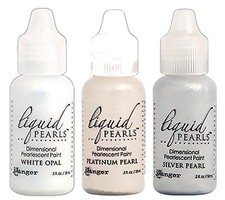 Ranger, Liquid Pearls, Dimensional Paint, 3, White, Platinum, Silver, Puffy