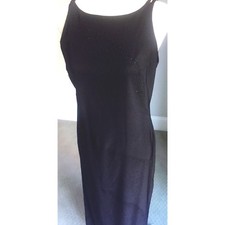 Womens Size 6 CDC Black Evening Formal Long Maxi Dress W Glass Seed Beads NWOT