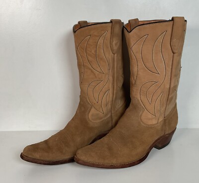 Vintage 1960s Rough Out Suede Cowboy Boots 10 D USA Made