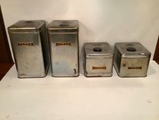Vintage Canette Chrome Kitchen 4 Canister 1950-60's Set Flour Sugar Tea Coffee