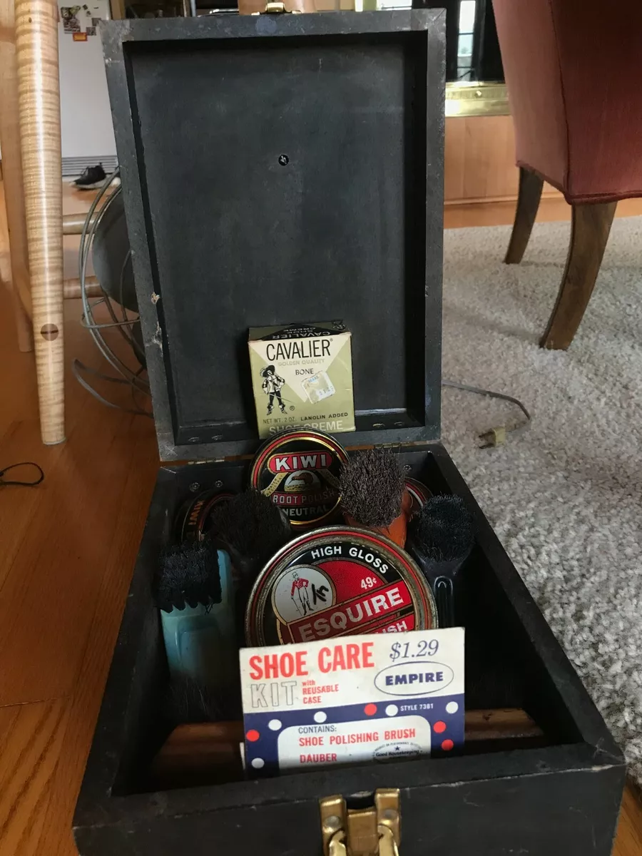 Vintage wooden shoe shine box