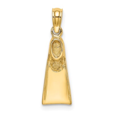 14k Gelbgold Scuba Flipper Charm Anhänger 0,91g, L-21,1mm, B-6,7mm Mutter Geschenk