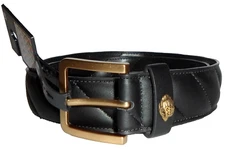 KURT GEIGER London Quilted Leather Black Belt  size S/M NWT