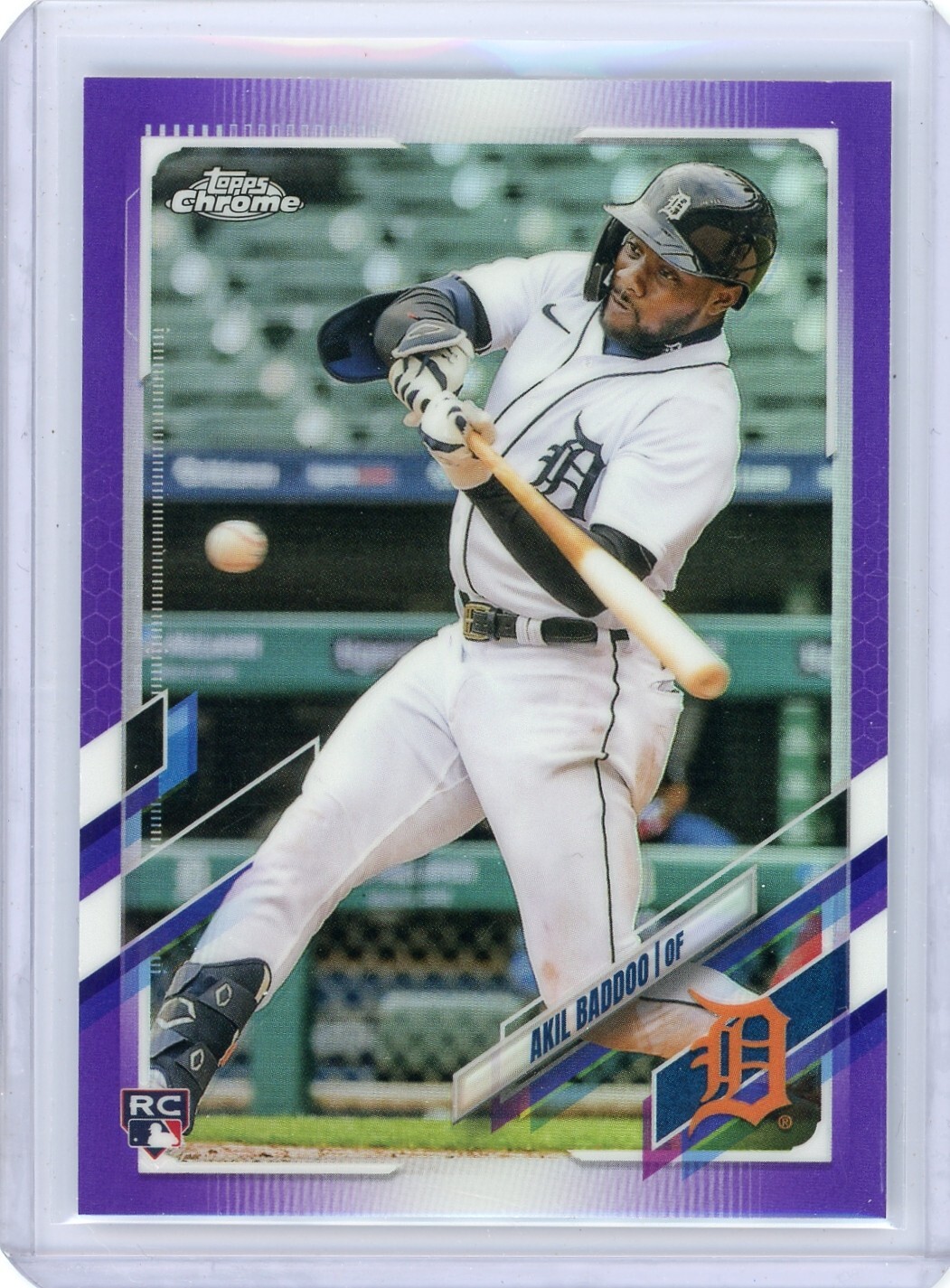 2021 Topps Chrome Update Akil Baddoo Detroit Tigers Rookie Purple Refractor Card