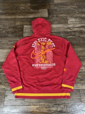 Nike Hoodie Mens Large Graphic Athletic Department Elephant Red Fleece C 