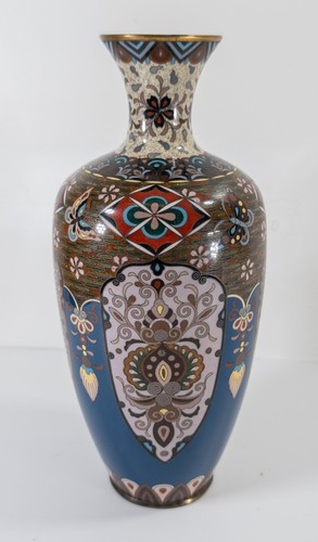 Antique Japanese Cloisonne Enamel Vase with Floral Designs - Picture 2 of 14