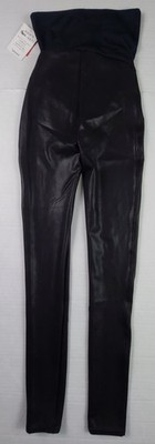 Spanx Mama Faux Leather Leggings Womens Size XS Very Black Maternity NWT