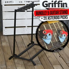 BLACK MOUNTAIN Asteroid Guitar Pick (2 Pack BUNDLE) GRIFFIN 5 Guitar Rack Stand