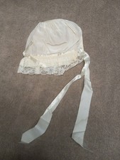 Vintage 1980s - Baby Girl Hat With Lace - Newborn 0-12m