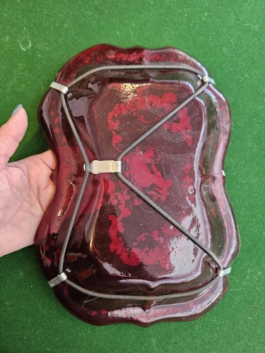 Vintage Ruby Red Glass Bowl Tray Gold Painting Bohemian Czech Turkish (#G #500) - Picture 10 of 15