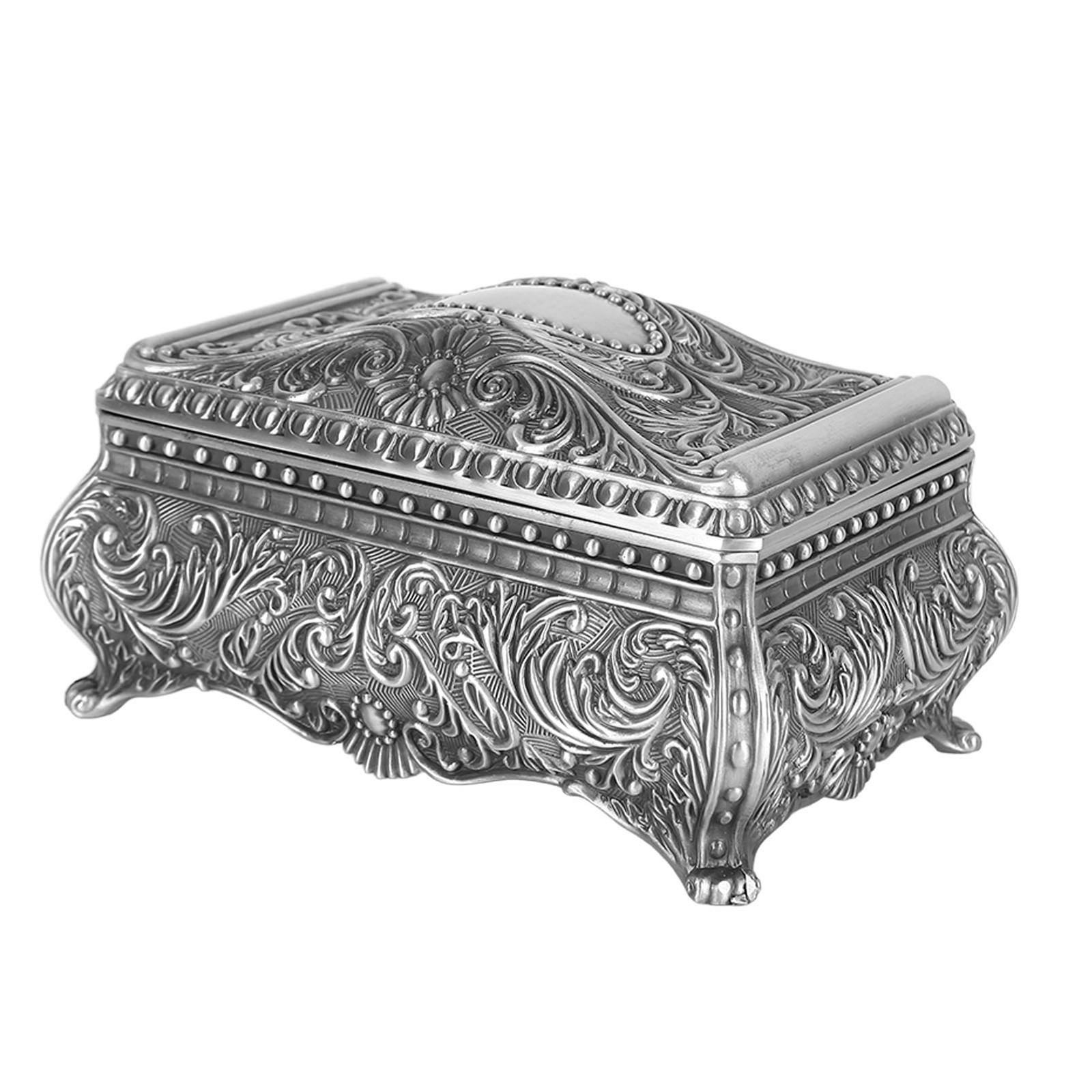 Metal Jewelry Box Rectangular Trinket Storage Box Vintage Jewelry Box For Women