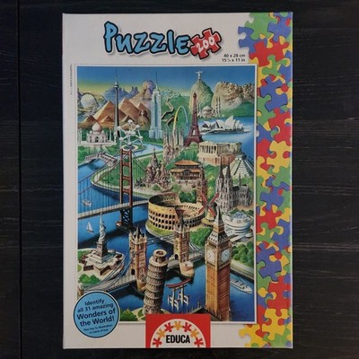 Vtg Educa 100 Piece Puzzle Detective Game Series Wonders Of The World Landmarks