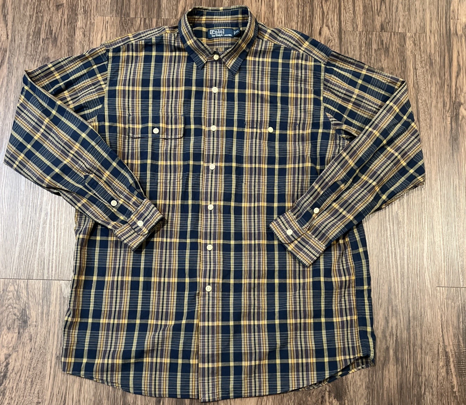 Polo Ralph Lauren Mens Plaid Long Sleeve Button Down Shirt 100% Cotton Size XL