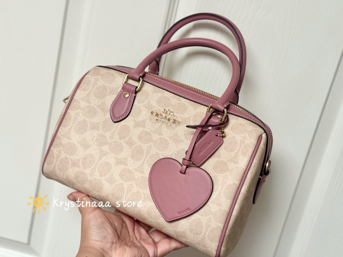 NWT COACH CDB21 Rowan Satchel Bag In Signature Canvas With Heart