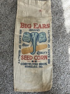 Cortelyou’s  Hybrid Seed Corn Cloth Bag Farm Big Ears Sack Edinburgh Indiana