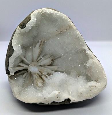 SCOLECITE BLOW SPERY IN GEODE MATRIX MINERALS SPECIMEN+27.1