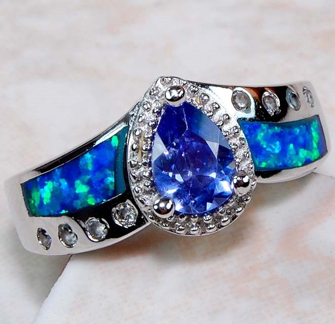 Australian Opal Inlay 925 Solid Genuine Sterling Silver Ring Sz 7 GA3-3