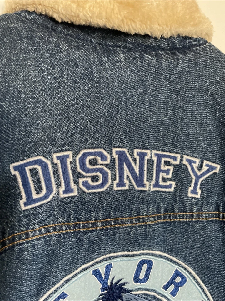 Chaqueta de mezclilla para mujer Disney Eeyore bordada y forrada de felpa XL usada Foto 4 de 4