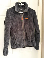 Gray Cotton Blend Fleece Jacket Full Zip Stand-Up Collar Short Solid S
