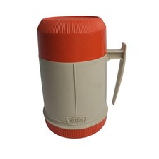 Thermos Glass Insulated Wide Mouth Vacuum Jar Hot Cold 10 Oz. Orange Beige 6002