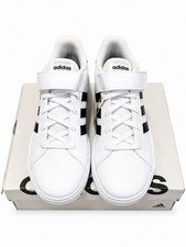 Kids Size 4Y- Adidas Grand Court 2.0 EL C New IH5529 White Black Strap New