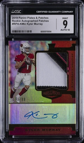 2019 PANINI PLATES & PATCHES RC PATCH AUTOS #KMU KYLER MURRAY #/99 CGC 9