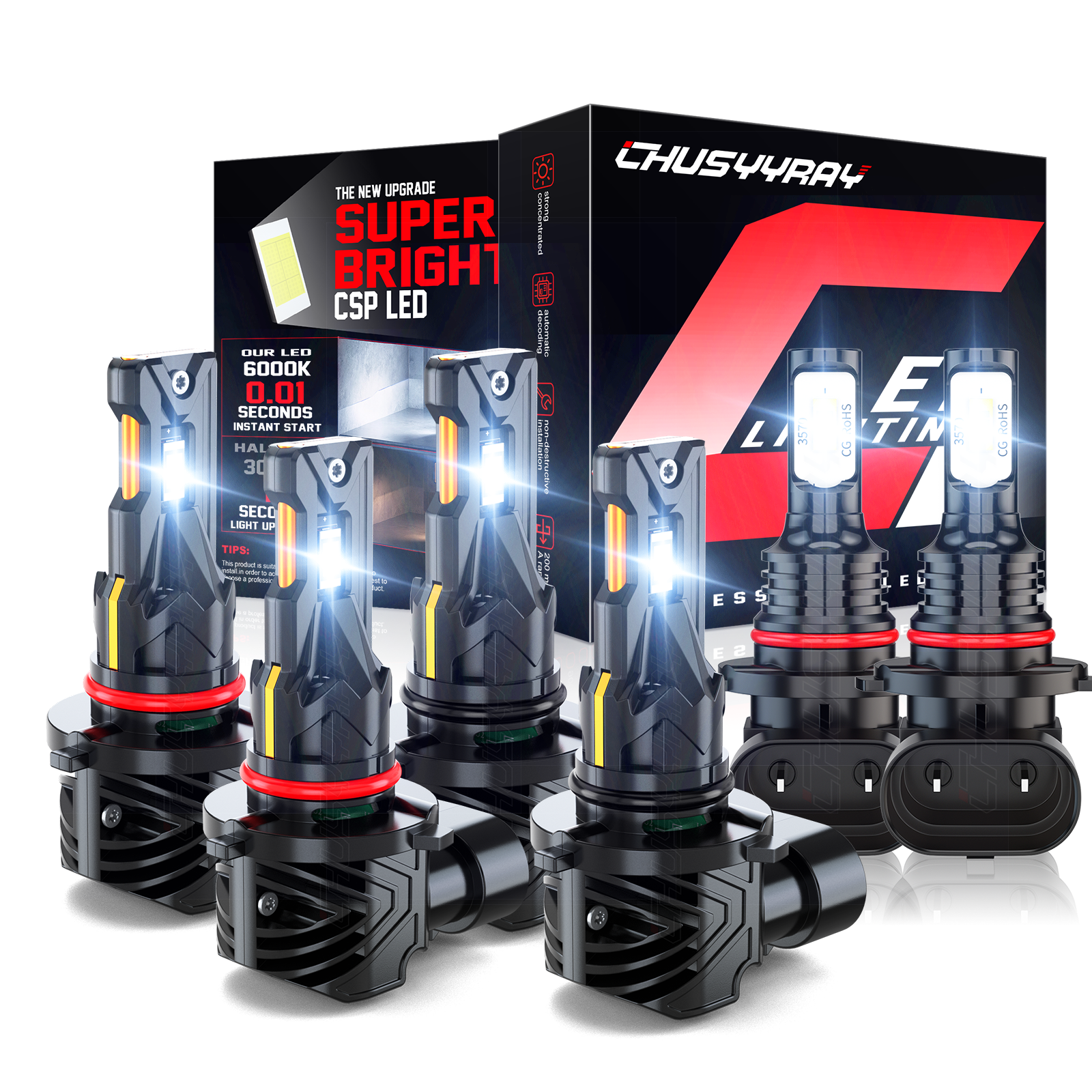 Para Fit 2003 2004 2005 Toyota 4Runner Faros LED Hi/Lo+Kit de luces antiniebla