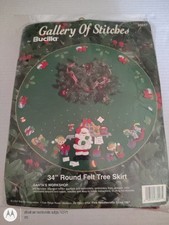 Bucilla Round Felt Tree Skirt Kit Santas Workshop 33247 1994 Vintage Sealed New