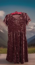 Tea n Rose Dress S Mauve Crushed Velvet Side Pockets Keyhole Bust Whimsigoth