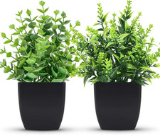 2 Pack Small Fake Plants Black Bathroom Accessories for Home Decor
