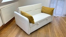 2 Seater Sofabed, Pull Out Sleeping Area, Side Pockets, IVORY, 140 x 95 x 80 cm