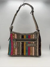 Marc Chantal MC Kirstin Multi Colored Croco Embossed Stripes Leather D1202307