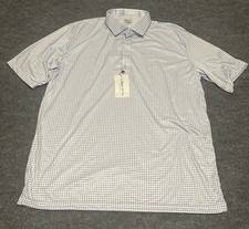 Collars  Co Men  s XXL White Relaxed Blue Graph Checker Dress Collar Polo Shirt