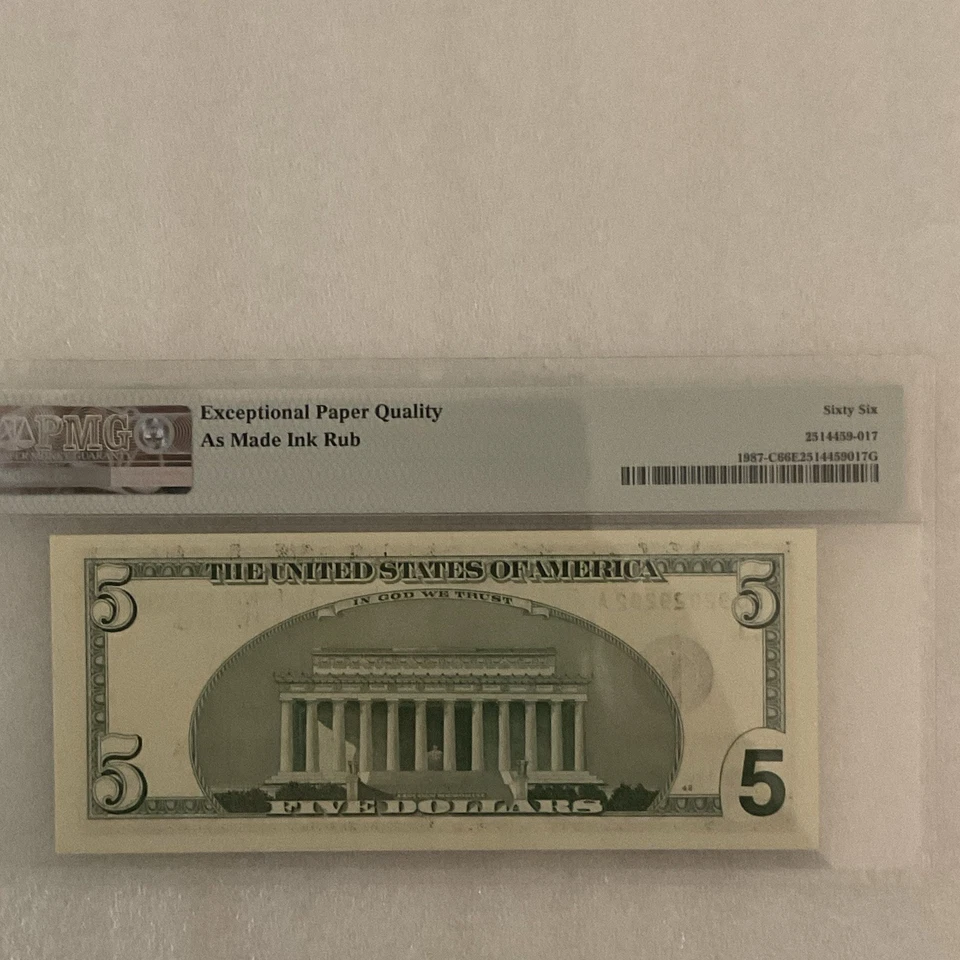 FR#1987-C $5.00 FRN Super Repeater SER# 92929292 PMG 66 EPQ - Image 2 of 3