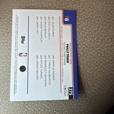 2025-26 Topps Basketball #275 Philly Tough Young Stars Shine