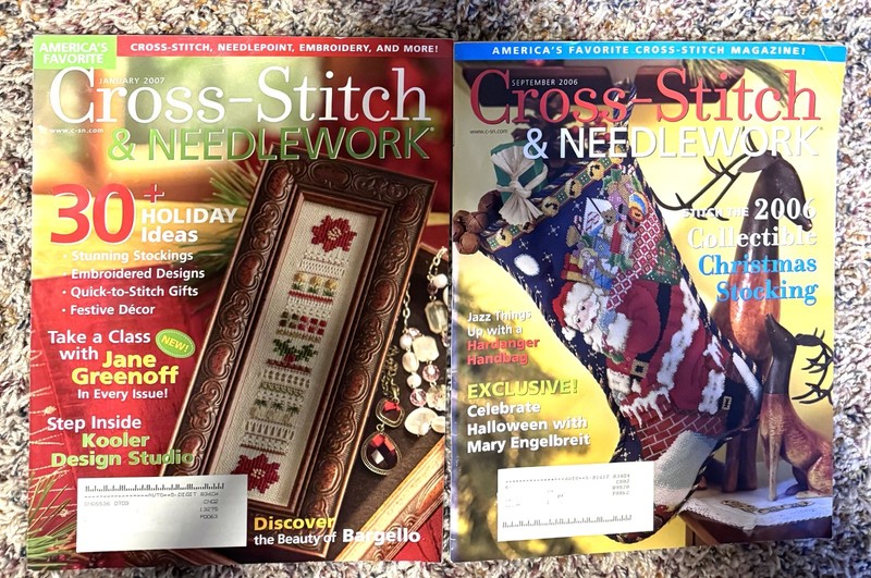 2 Cross-Stitch & Needlework Magazine 2006 & 2007 Christmas Stocking Patterns +++