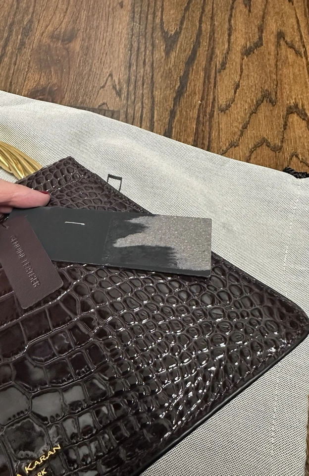 Bolso Cartera Donna Karen MARRÓN Tul Patente Croco. Nueva bolsa antipolvo con etiquetas Foto 4 de 4