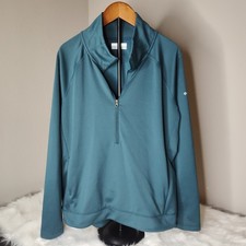 Columbia Pullover Women Medium Teal Blue Quarter Zip Mock Neck Active Layer