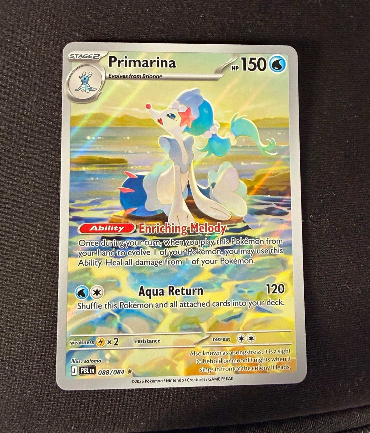 Primarina 088/084 Pitch Black EN Holo Rare Stage 2 English 2026 Pokémon TCG