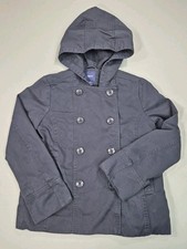 Gap Kids Pea Coat Trench Boys XXL 14-16 Navy Blue Cotton Twill Hooded Preppy