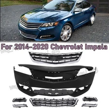 Front Bumper Grille Full Set With Pair Fog Lamps Fits 2014-2020 Chevrolet Impala