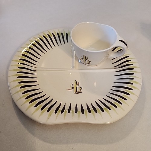 Red Wing Pottery Dinnerware Desert Picnic Party Tray Set Cactus Patern 🌵 #2